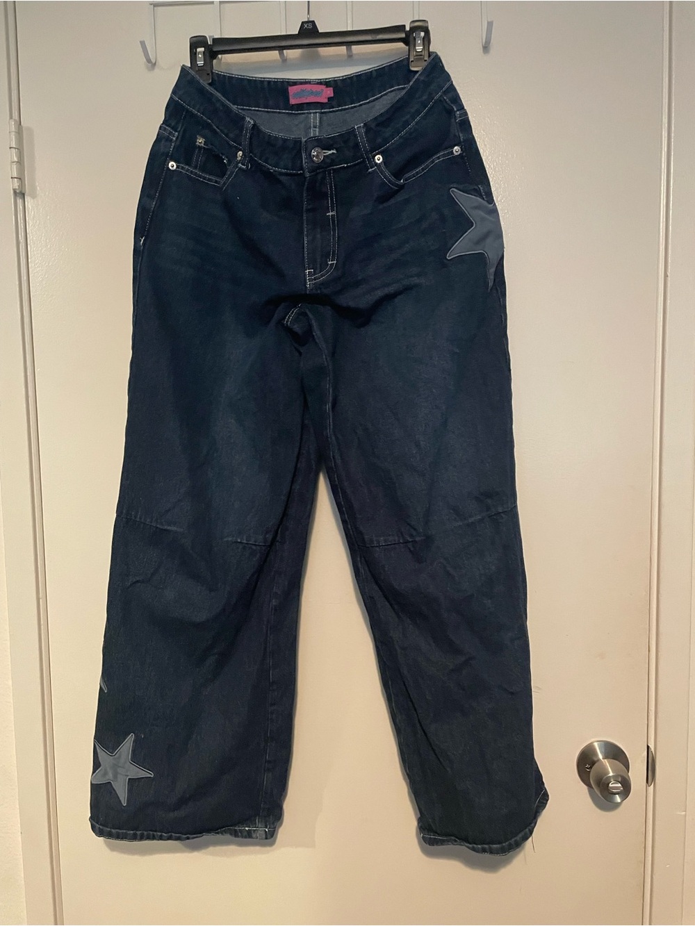 Edikted Trish Star Low Rise Baggy Jeans with Star Patches